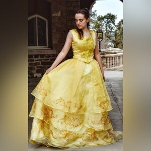 “Beauty and the Beast” (2017) Belle Yellow Ballgown Costume for Halloween